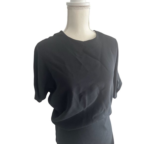NARCISO RODRIGUEZ Black Silk Blend Ruched Top Size 38 - Picture 2 of 6
